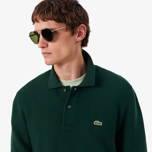 Polo de Malha Manga Comprida Classic Fit Lacoste Verde Lacoste
