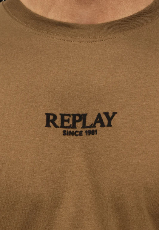 T-shirt Replay Castanha com Logótipo Replay