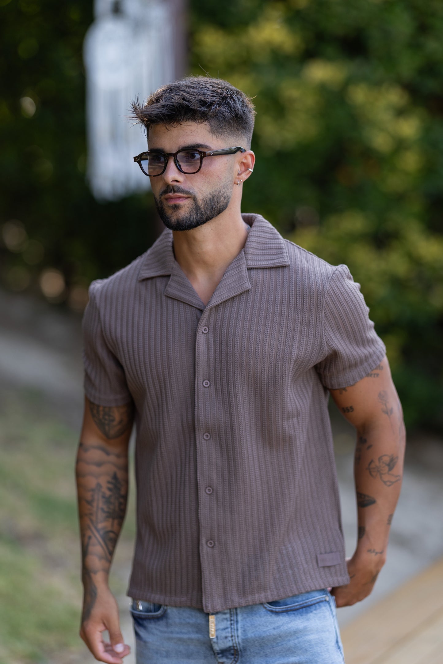 Camisa Texturizada Castanha SikSilk SS25