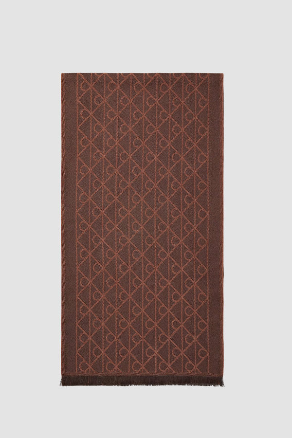 Cachecol com Padrão Monograma Calvin Klein Castanho Terracota