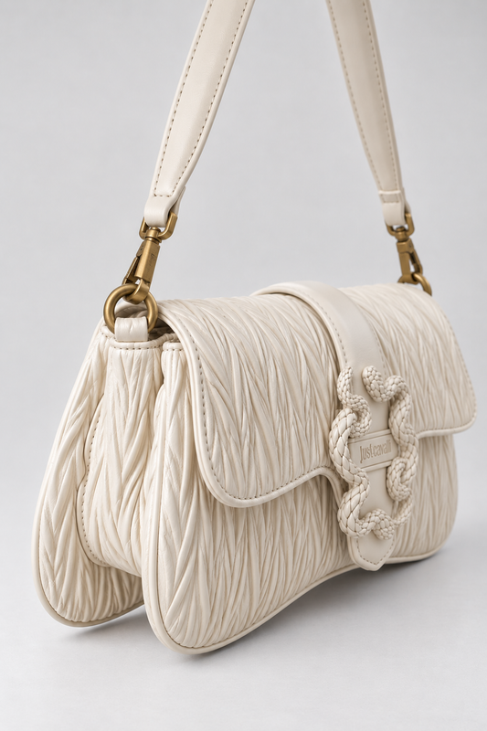 Mala de Ombro Texturada Just Cavalli Creme Just Cavalli W