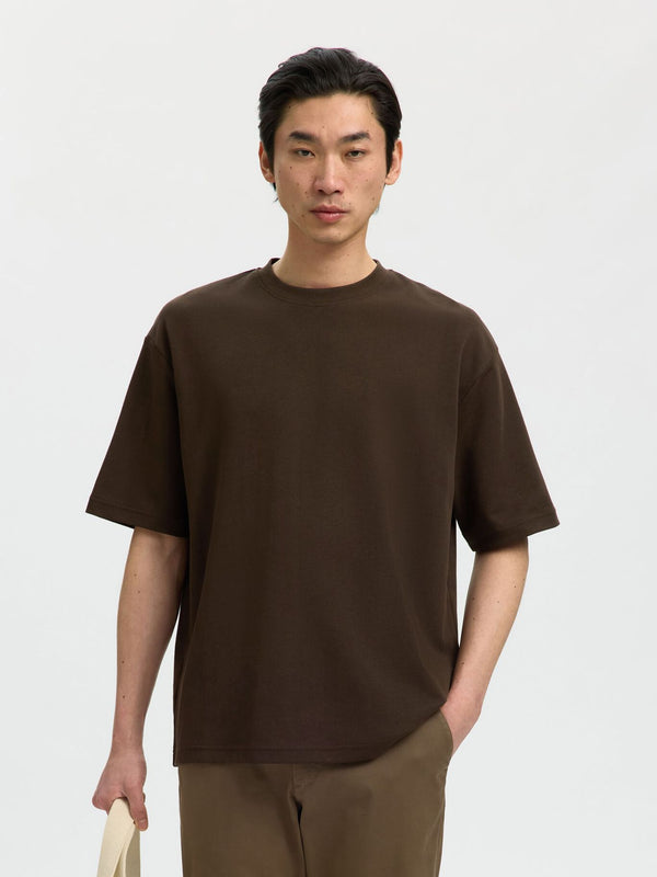 T-shirt Básica Selected Castanha