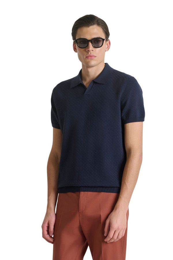 Polo de Malha Regular Fit Azul