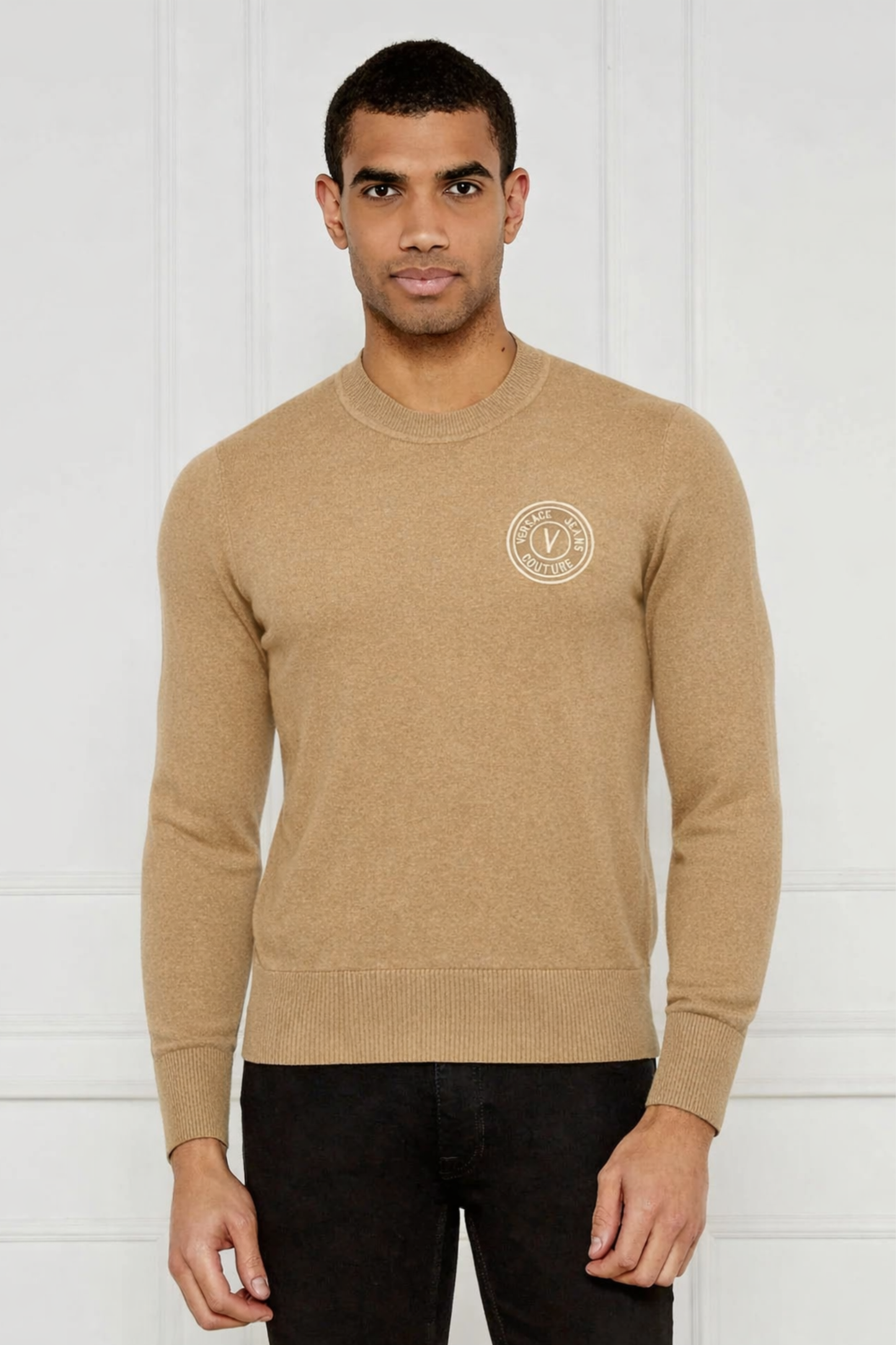 Malha Bege Camel Versace Jeans Couture SS26