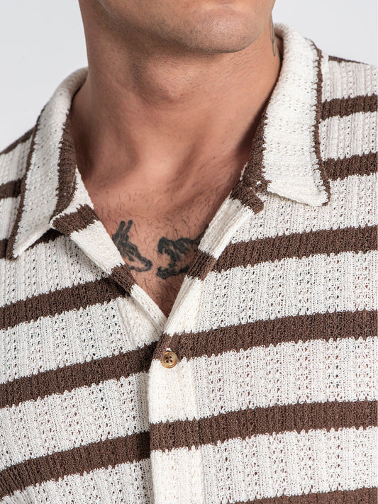 Camisa Branca e Castanha Gianni Kavanagh SS25