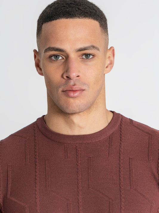 T-Shirt Castanha de Malha Texturada Gianni Kavanagh