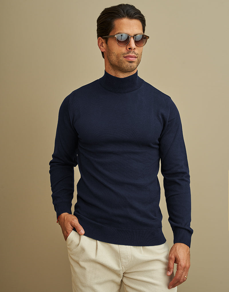 Camisola de Meia Gola Azul Zolf FW25