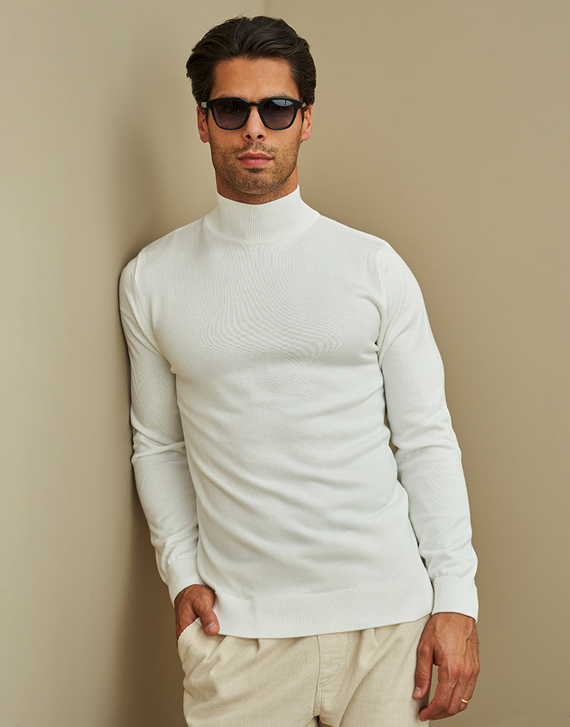 Camisola de Meia Gola Branca Zolf FW25