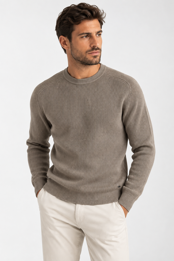 Camisola de Malha Canelada Gianni Lupo Taupe