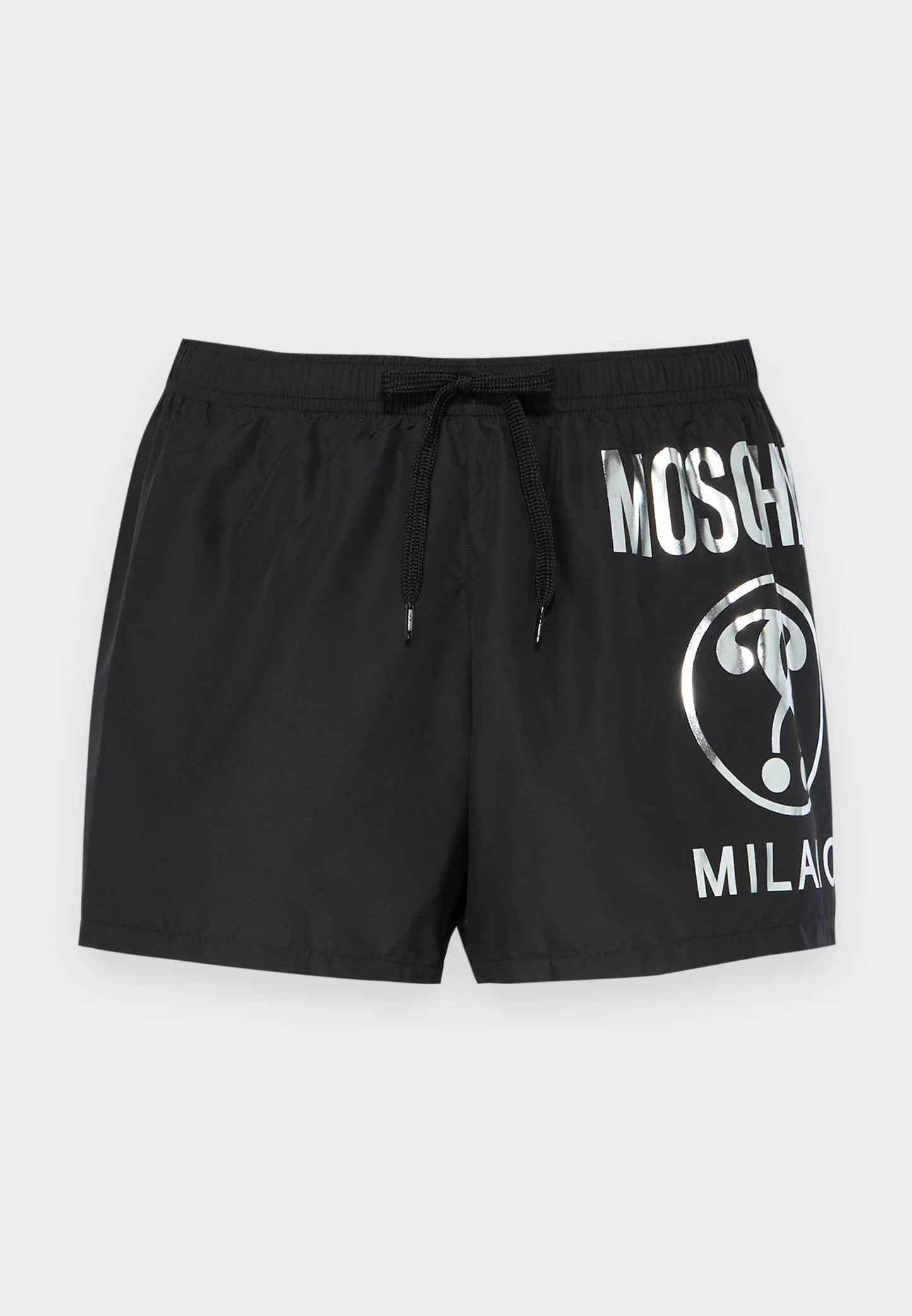 CALÇÕES DE BANHO MOSCHINO PRETOS COM LOGO PRATA