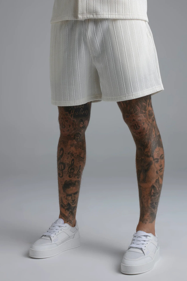 Calções Brancos em Tecido Texturado