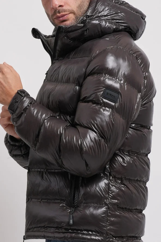 Casaco Acolchoado Yes Zee Termosselado com Capuz Cinzento Escuro Yes Zee