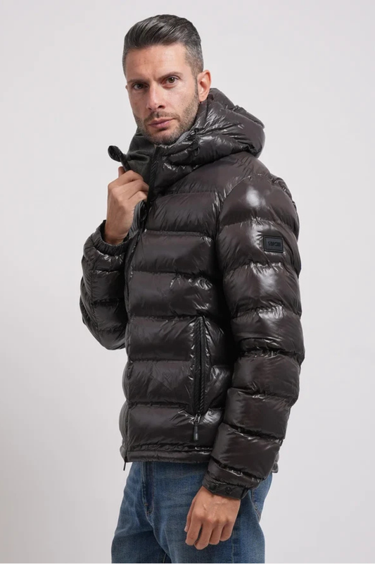 Casaco Acolchoado Yes Zee Termosselado com Capuz Cinzento Escuro Yes Zee