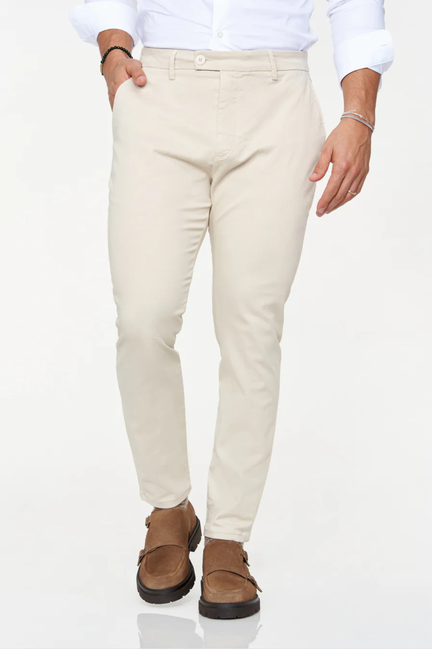 Calça de Ganga Bege Zolf SS26
