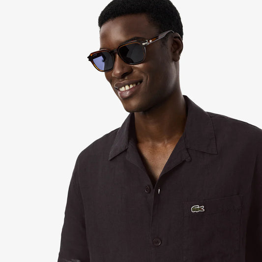 Camisa Manga Curta Relaxed Linho Castanho