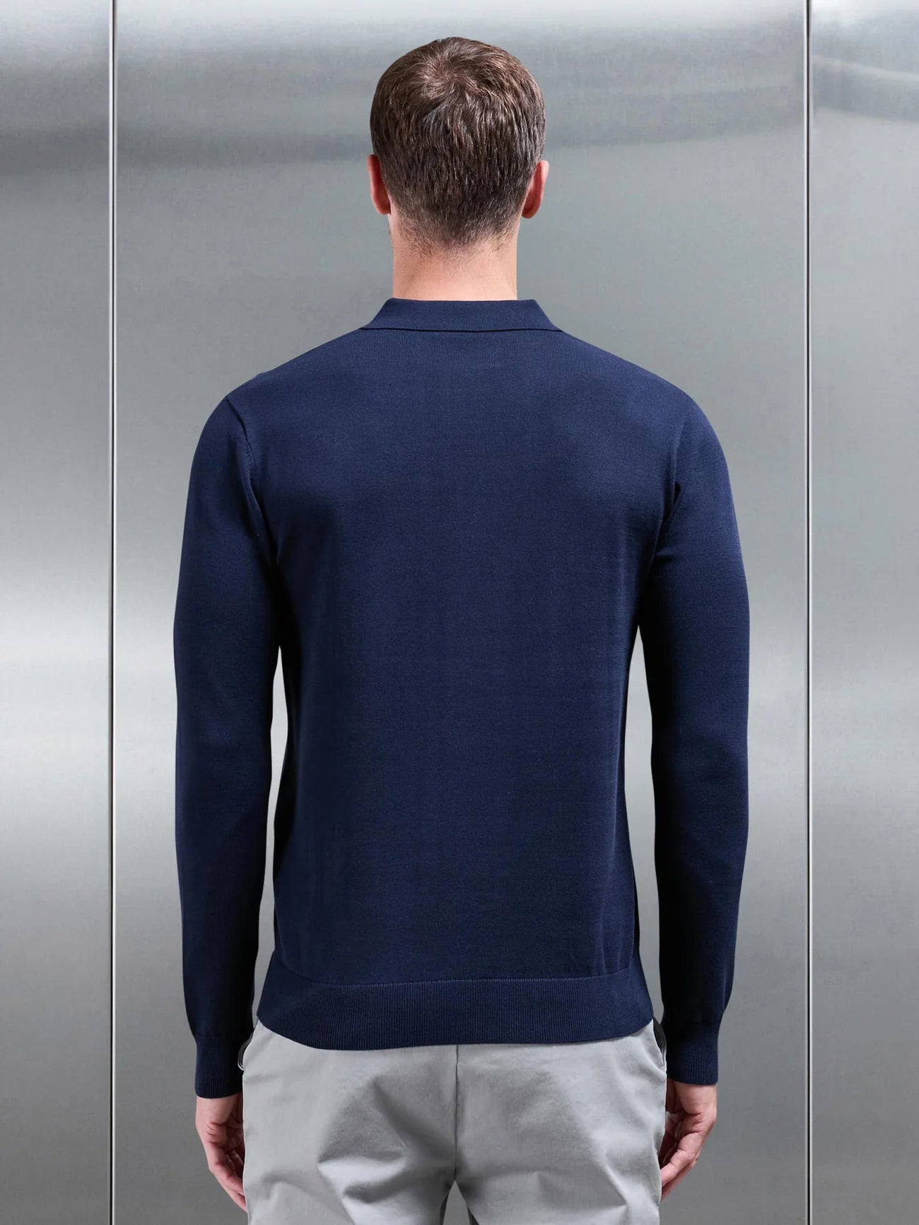 Polo de Manga Comprida Azul Escuro SS26