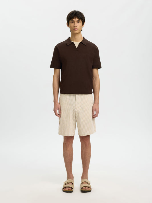 Calcões com riscas Bege e Branco Selected SS26