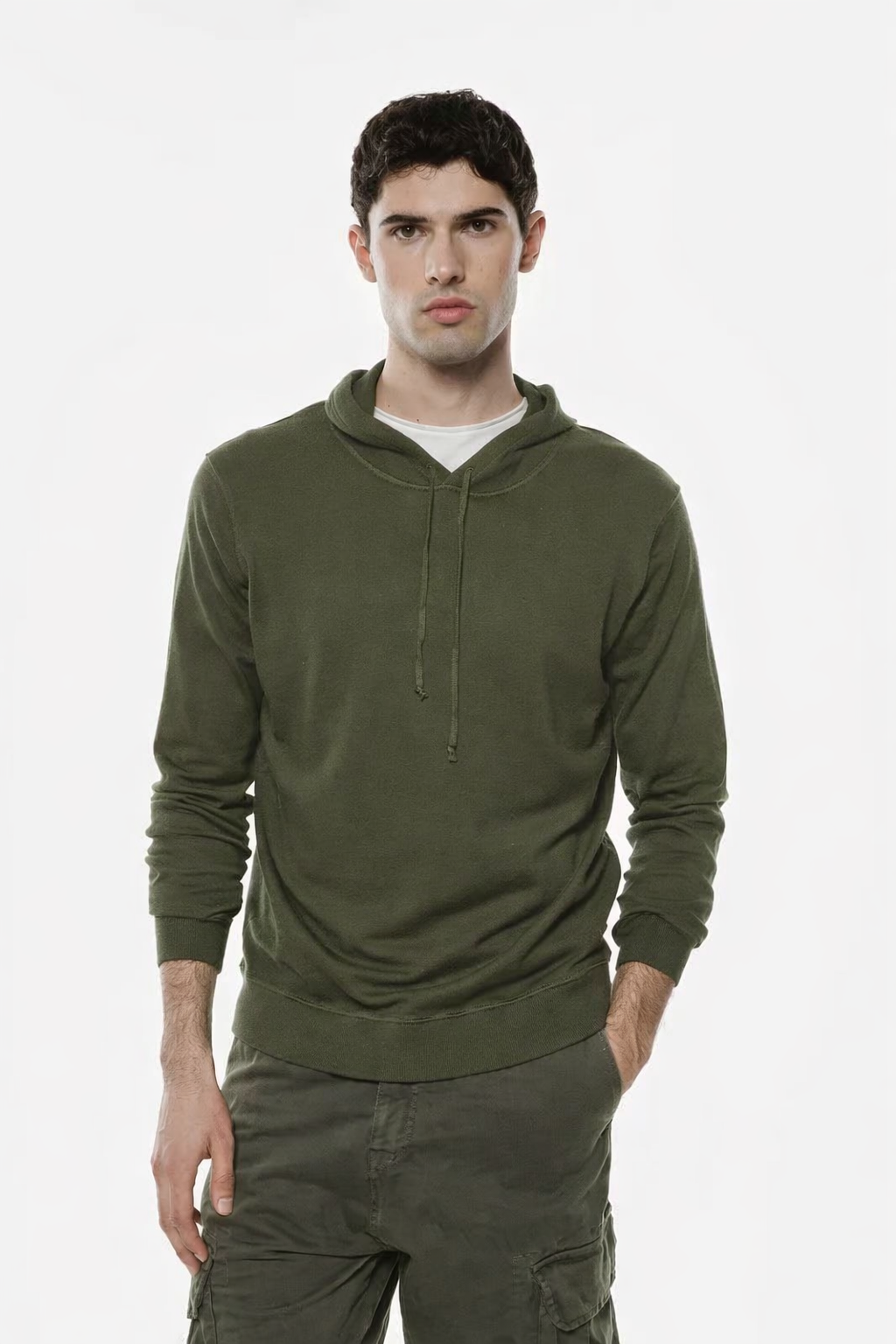 Camisola de Malha com Capuz Verde Imperial FW25