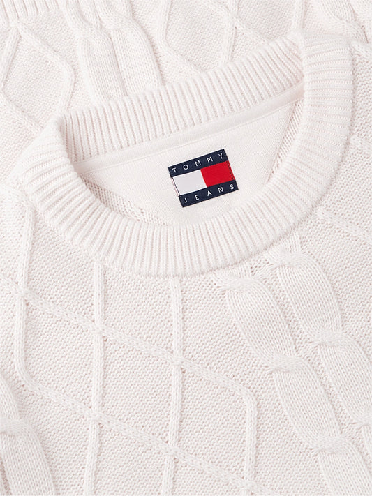 Camisola de Malha Entrançada Tommy Hilfiger Branca Tommy Hilfiger