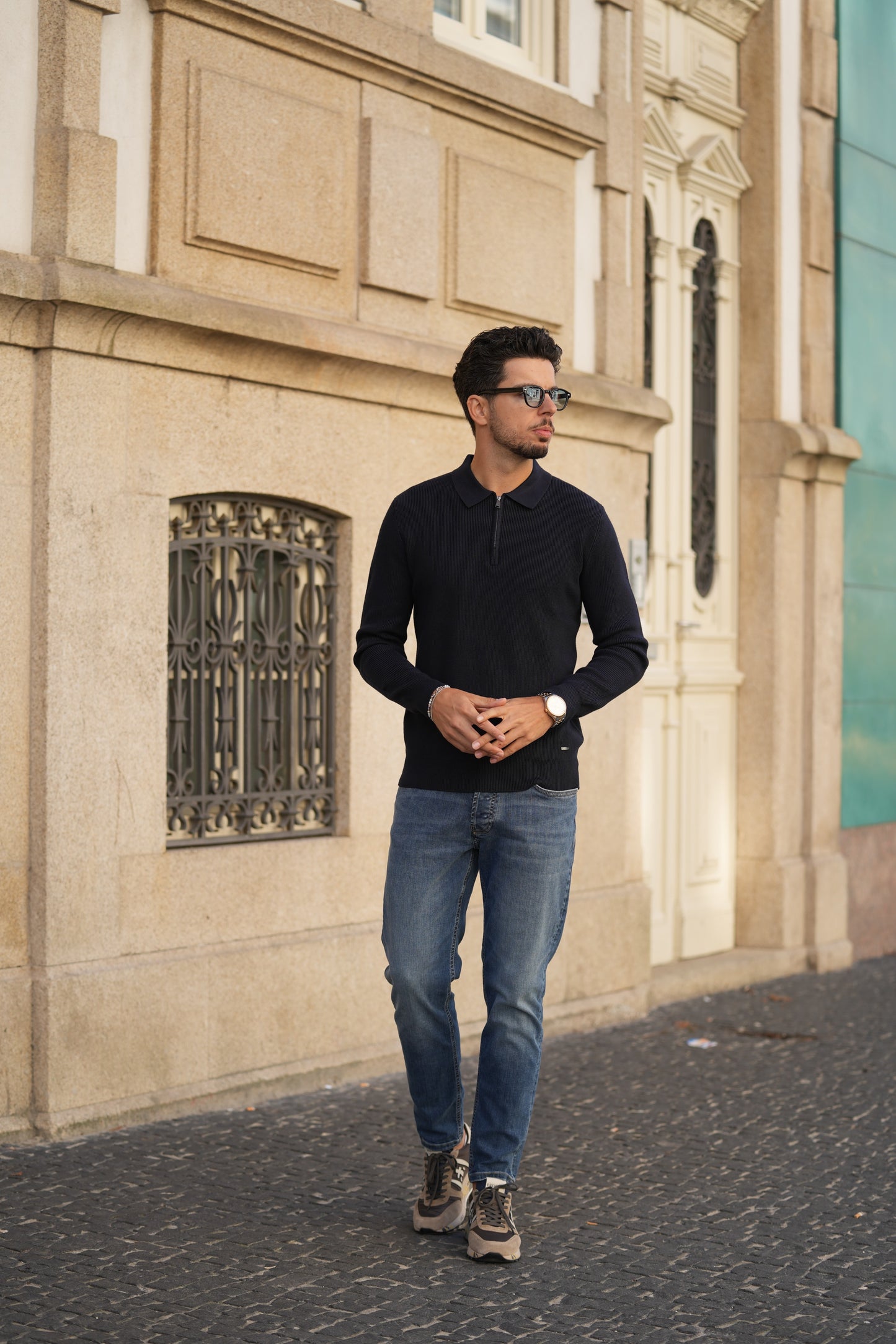 Polo de Manga Comprida Azul Gianni Lupo FW25