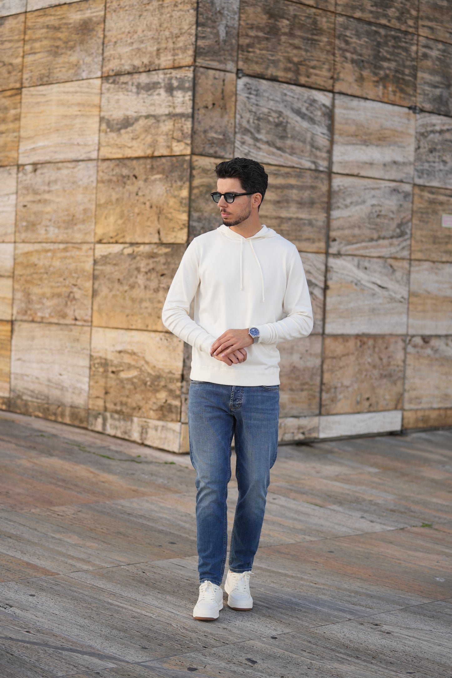 Camisola de Malha com Capuz Bege Imperial FW25