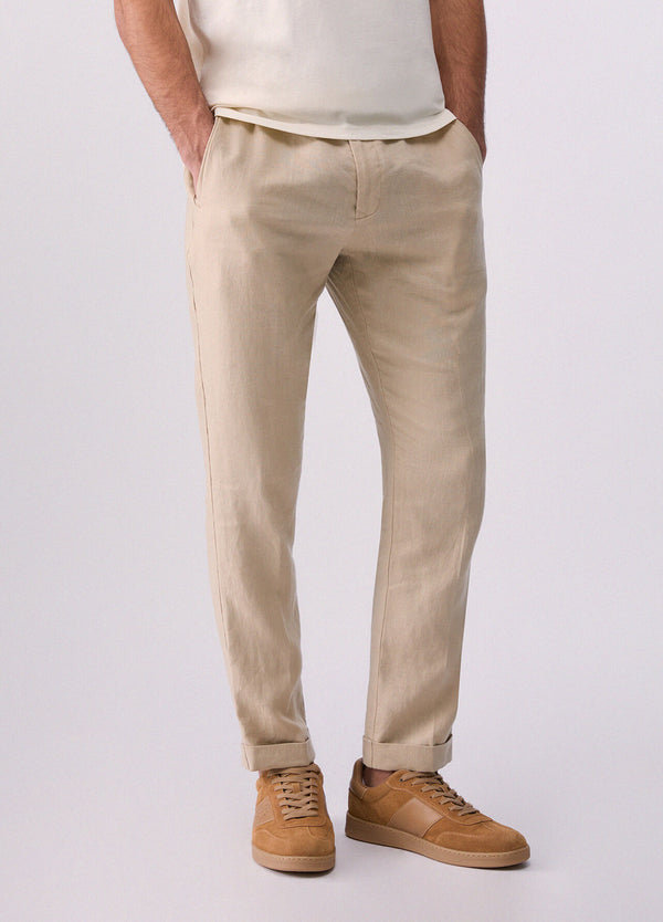 Calça 100% Linho Bege