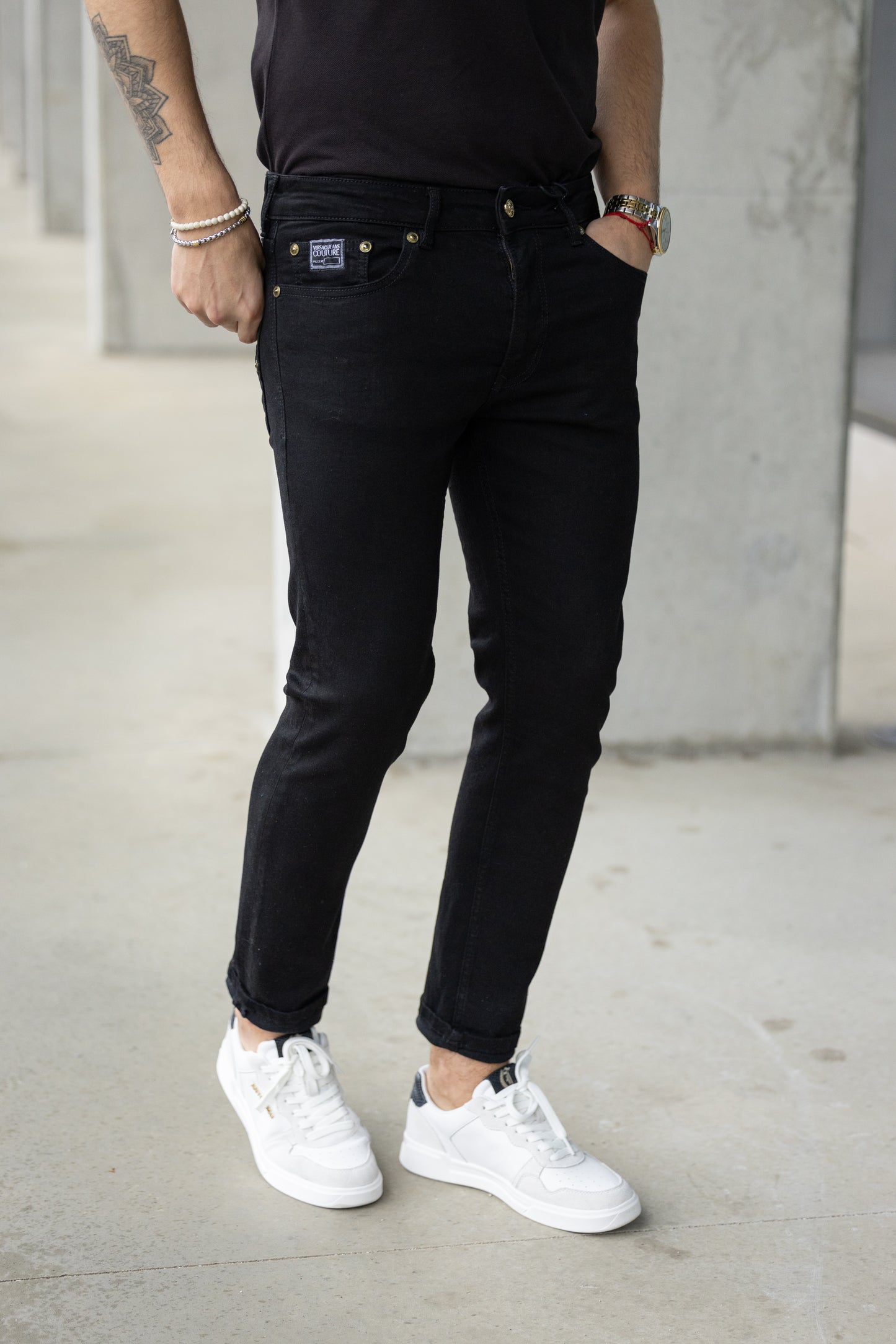 Calças de Ganga Preta Versace Jeans Couture SS25