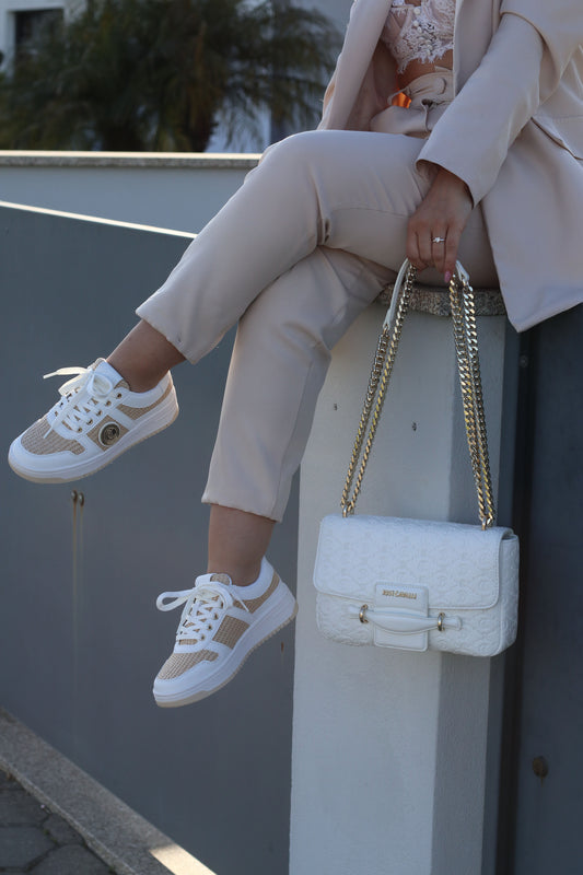 Sapatilhas Brancas e Bege Just Cavalli SS25