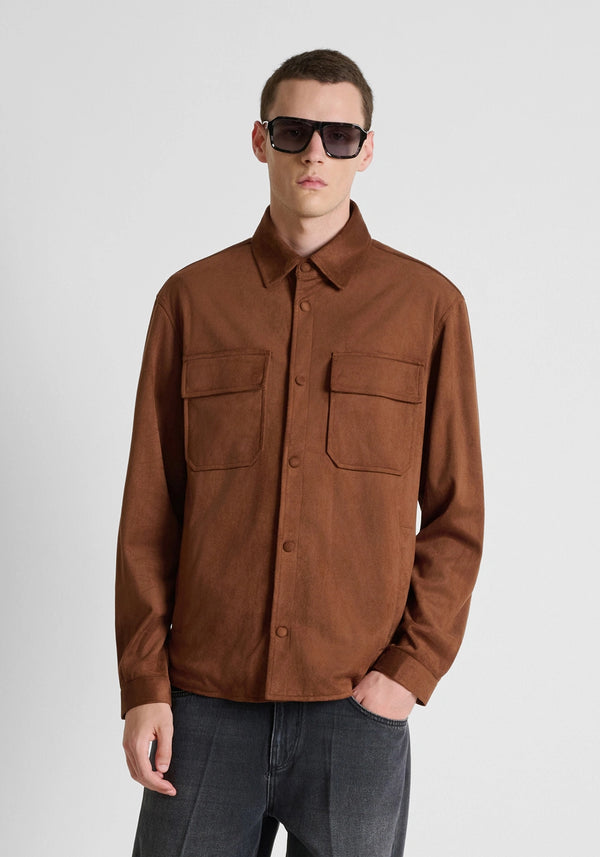 Sobrecamisa Antony Morato Castanho com Efeito Camurça