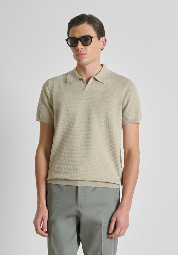 Polo de Malha Regular Fit Bege