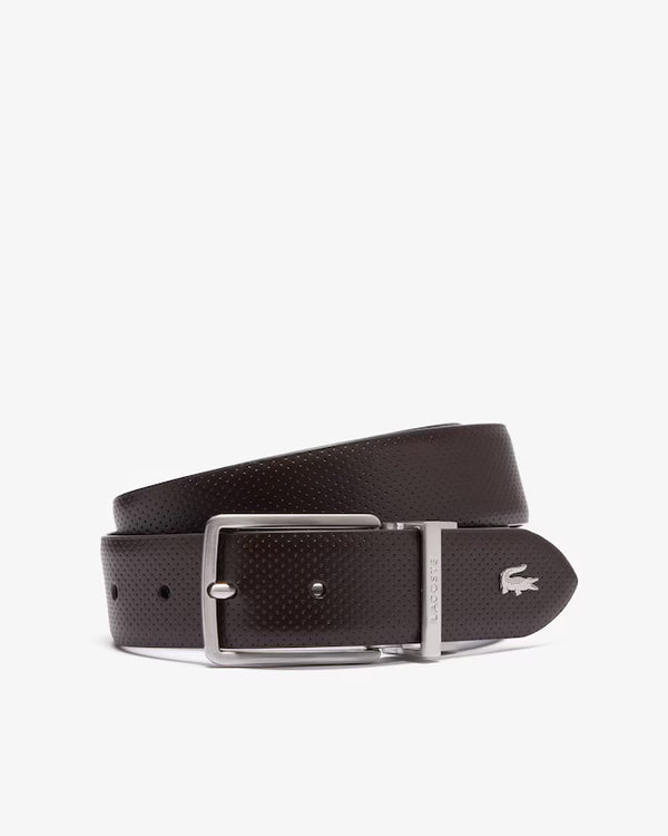 Cinto de Pele Reversível Castanho e Preto Lacoste