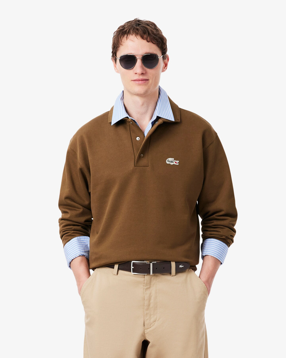 Cinto de Pele Reversível Castanho e Preto Lacoste Lacoste