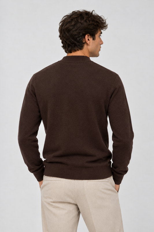 Camisola Slim de Meia Gola Gianni Lupo Castanha Gianni Lupo