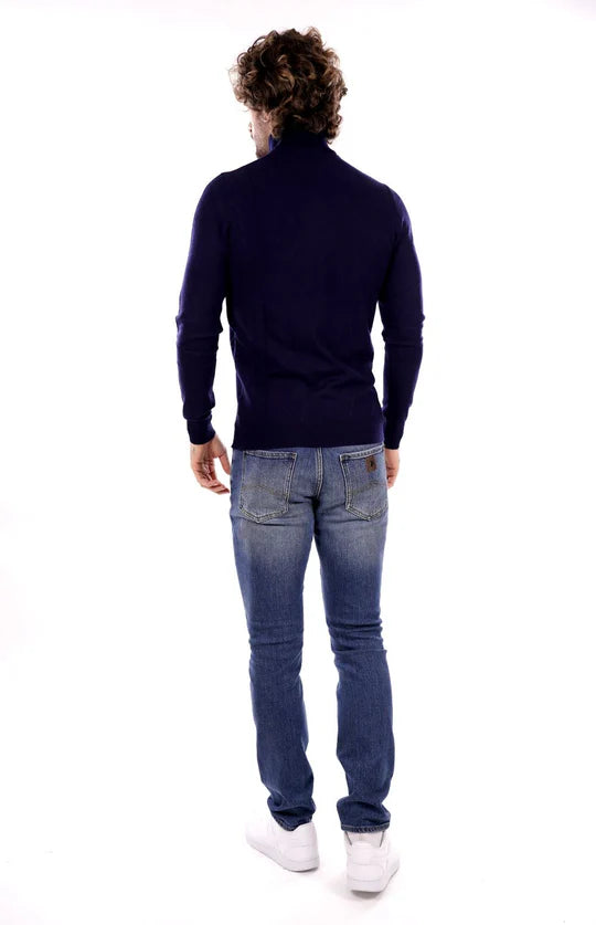 Camisola de Gola Alta Azul Marinho Gianni Lupo FW25