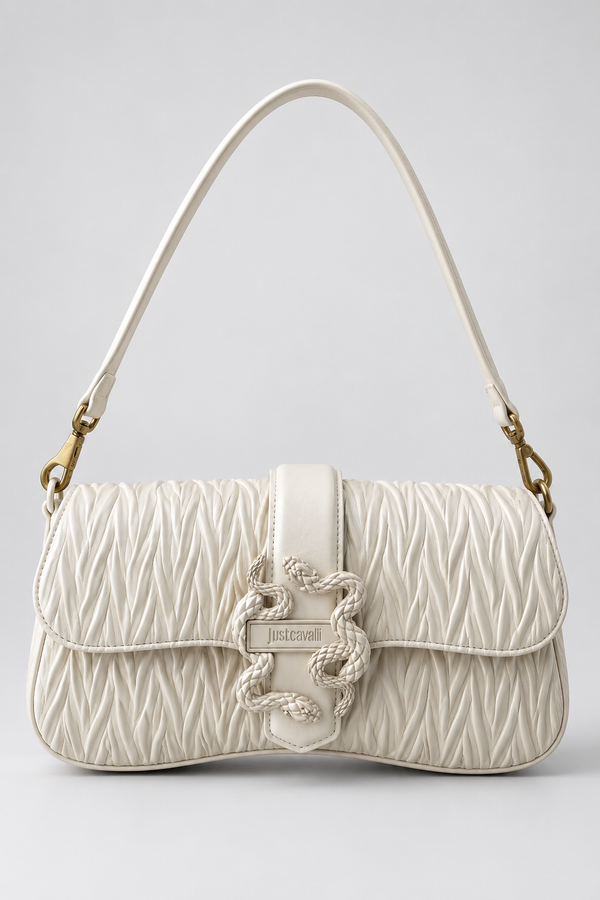 Mala de Ombro Texturada Just Cavalli Creme