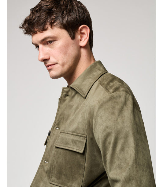 Sobrecamisa Verde efeito Camurça