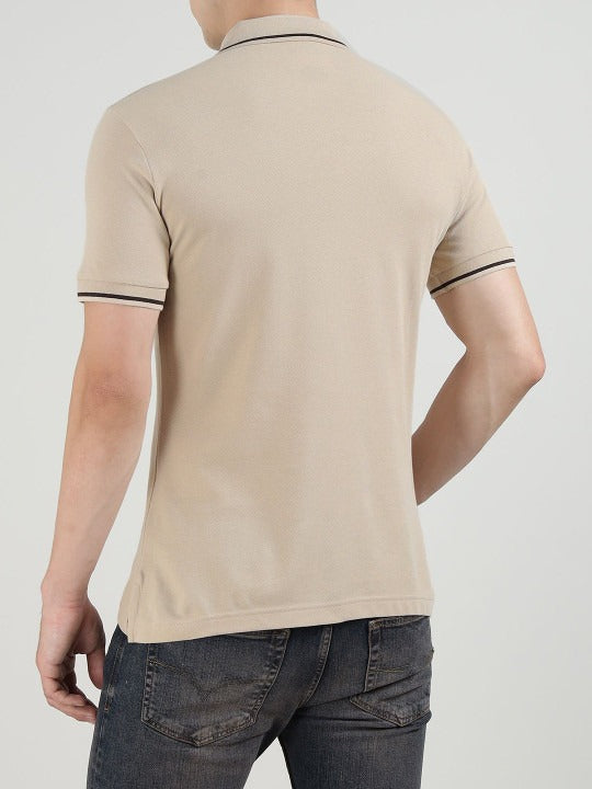 Polo Bege Emblema frontal Versace Jeans Couture