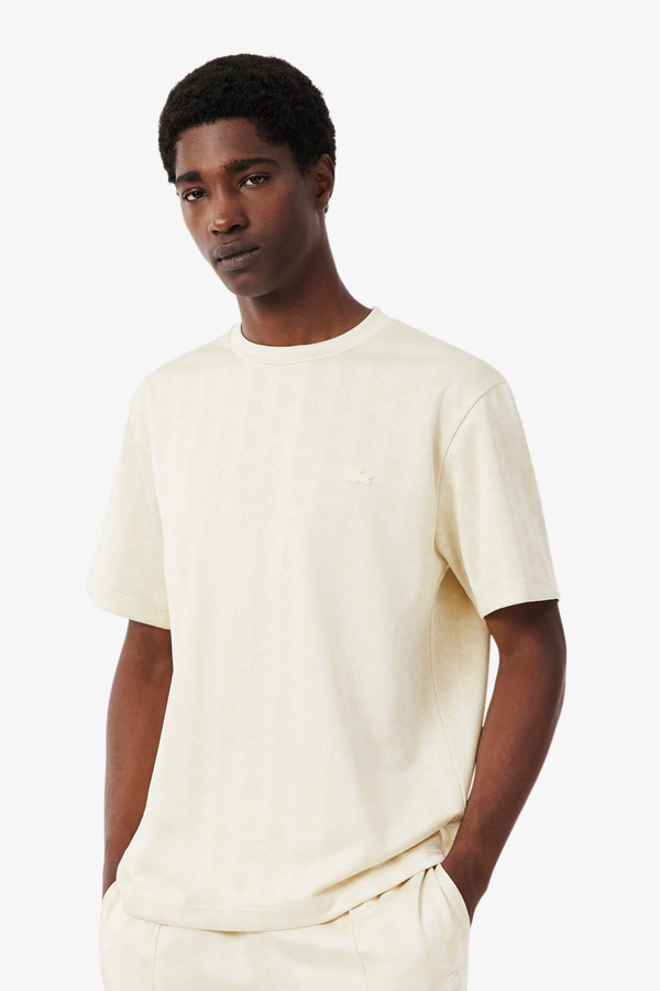 T-Shirt com Padrão Lacoste Bege