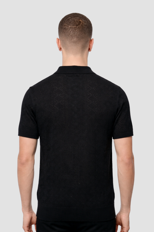 Polo Preto Perfurado Gianni Lupo SS26