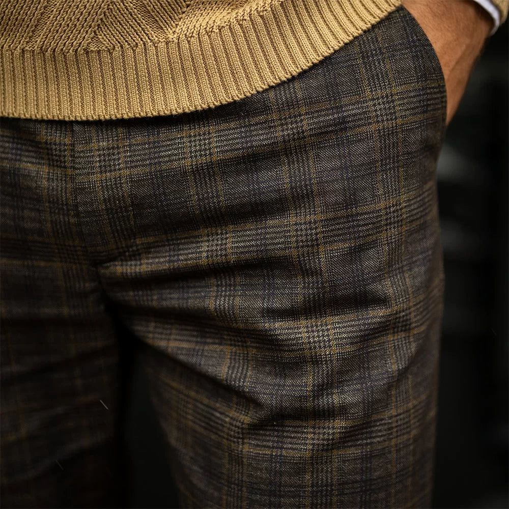 Zolf camel slim fit pattern pants