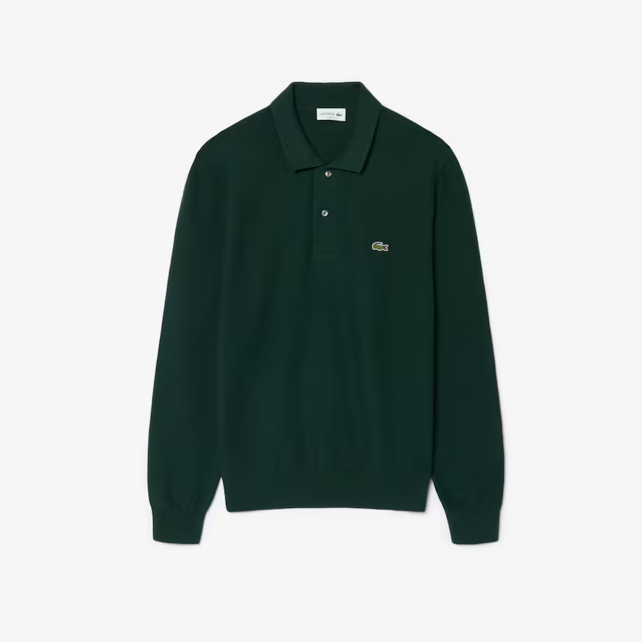 Polo de Malha Manga Comprida Classic Fit Lacoste Verde Lacoste