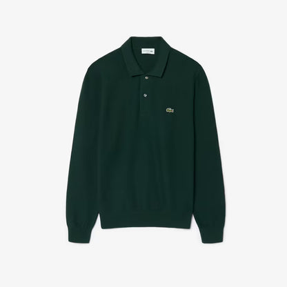 Polo de Malha Manga Comprida Classic Fit Lacoste Verde Lacoste
