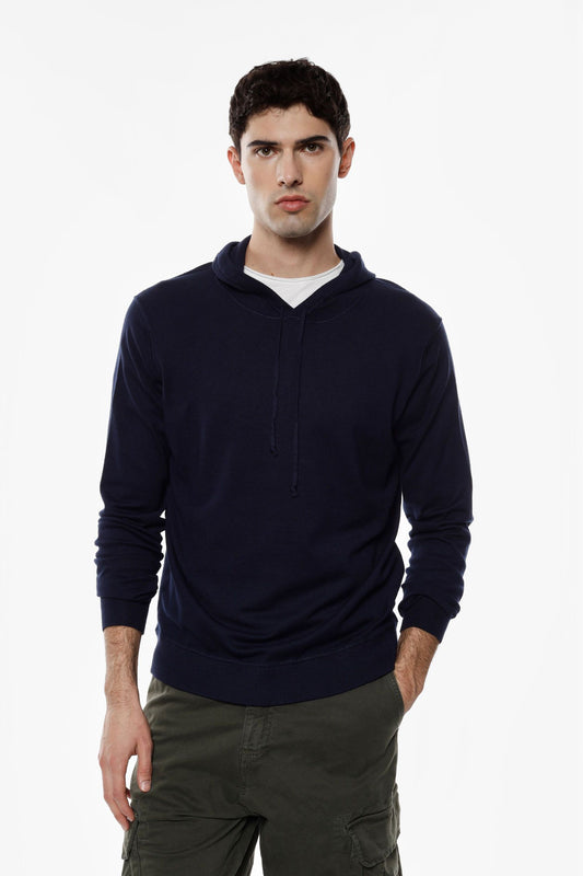 Camisola de Malha com Capuz Azul Imperial FW25