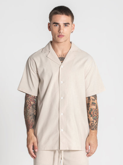 Conjunto de Linho - Camisa e Calção Bege Gianni Kavanagh