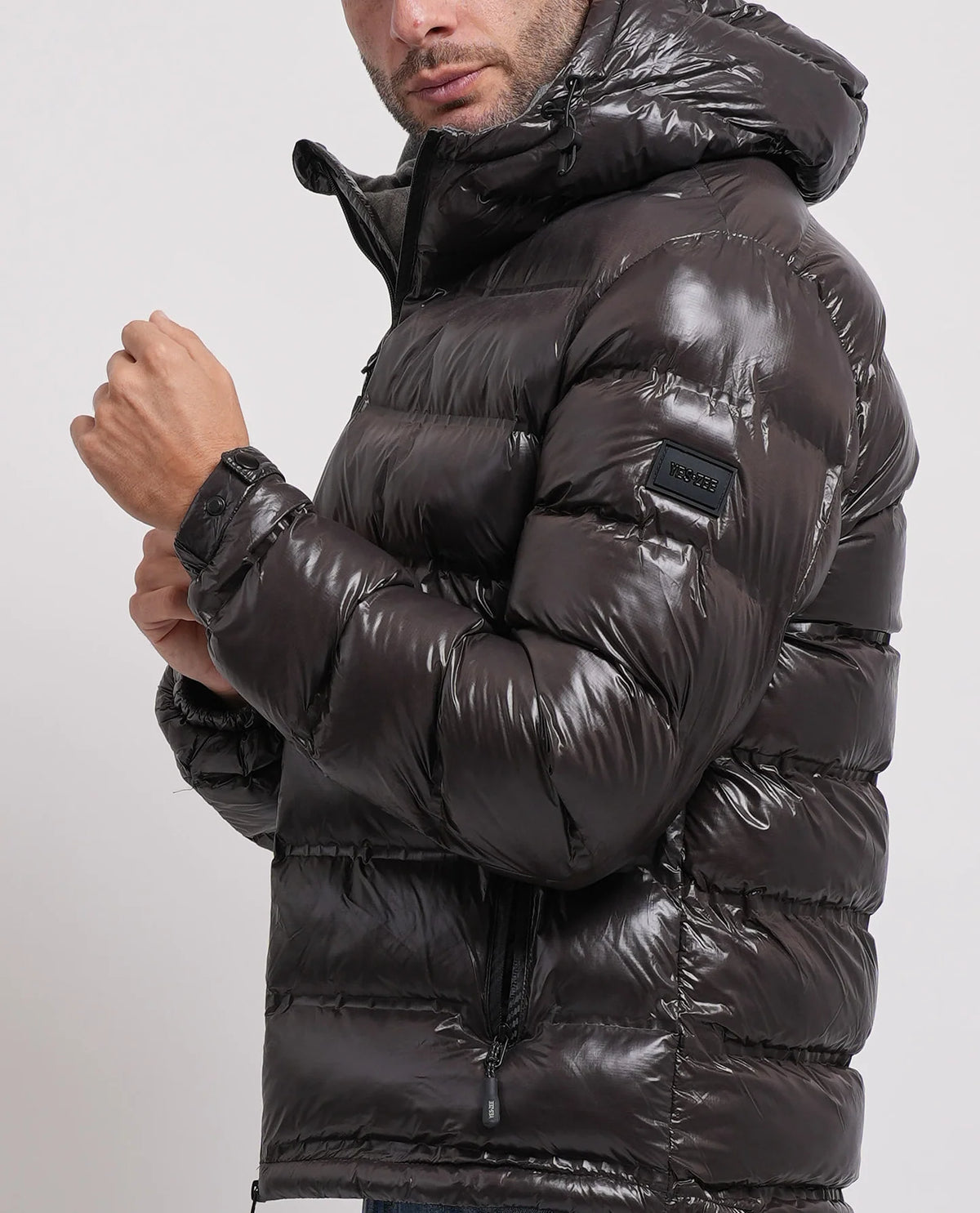 Casaco Acolchoado Yes Zee Termosselado com Capuz Cinzento Escuro Yes Zee