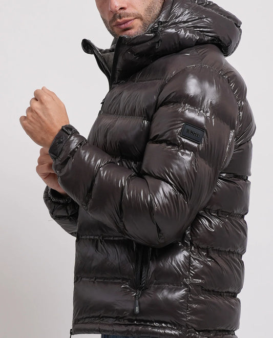 Casaco Acolchoado Yes Zee Termosselado com Capuz Cinzento Escuro Yes Zee