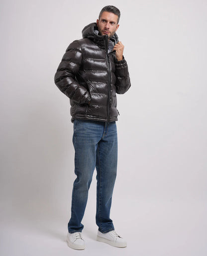 Casaco Acolchoado Yes Zee Termosselado com Capuz Cinzento Escuro Yes Zee