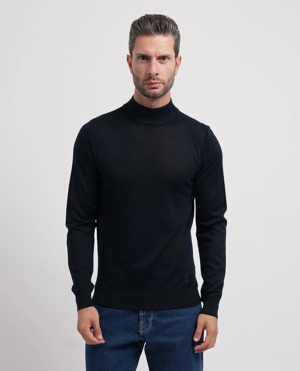 Camisola Meia Gola Azul Lã Merino Yes Zee Yes Zee