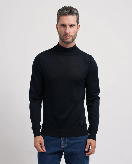 Camisola Meia Gola Azul Lã Merino Yes Zee Yes Zee