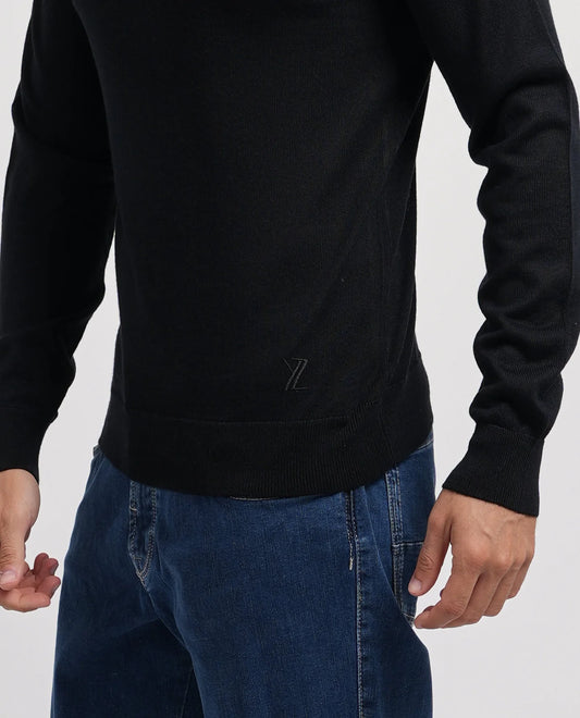 Camisola Meia Gola Preta Lã Merino Yes Zee Yes Zee